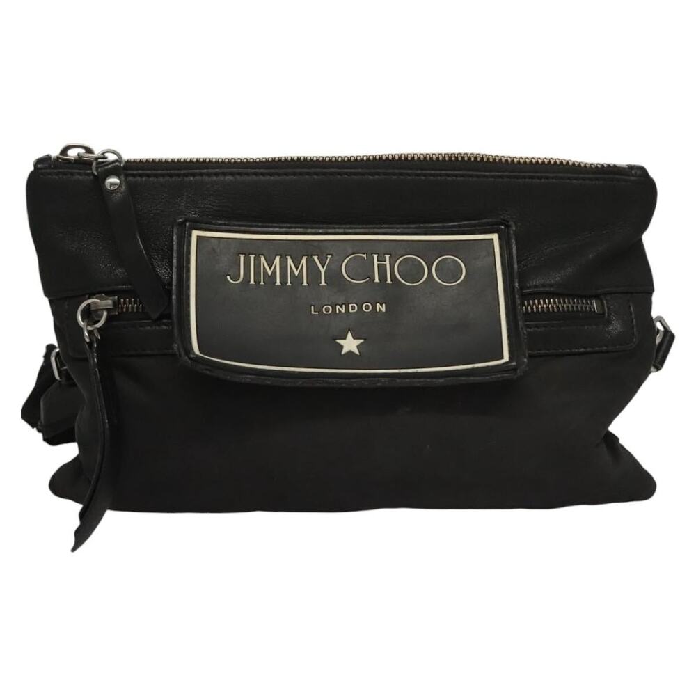 Jimmy Choo Nylon Leather Shoulder Bag Black